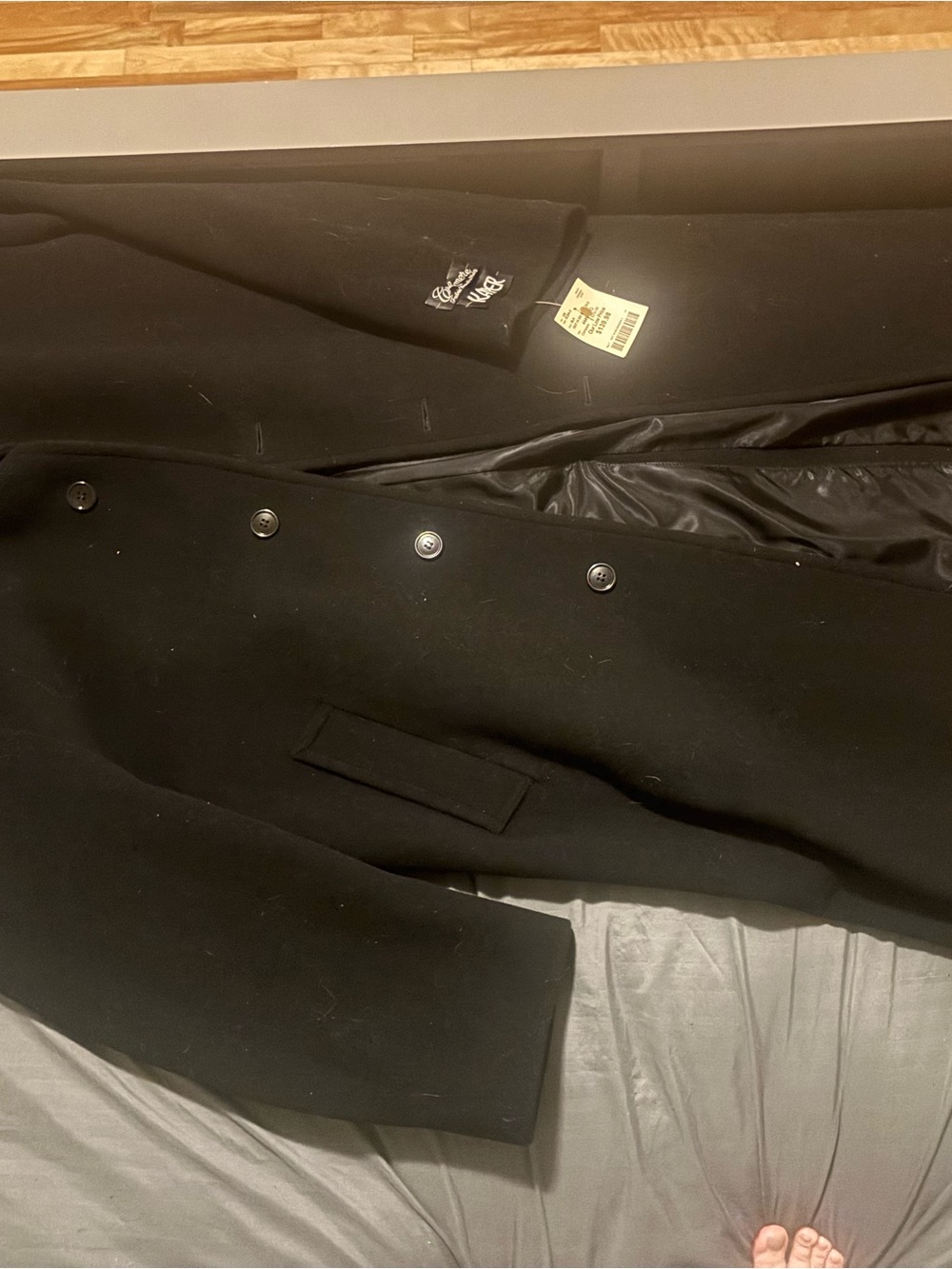 Kasper Black Double-Breasted Peacoat